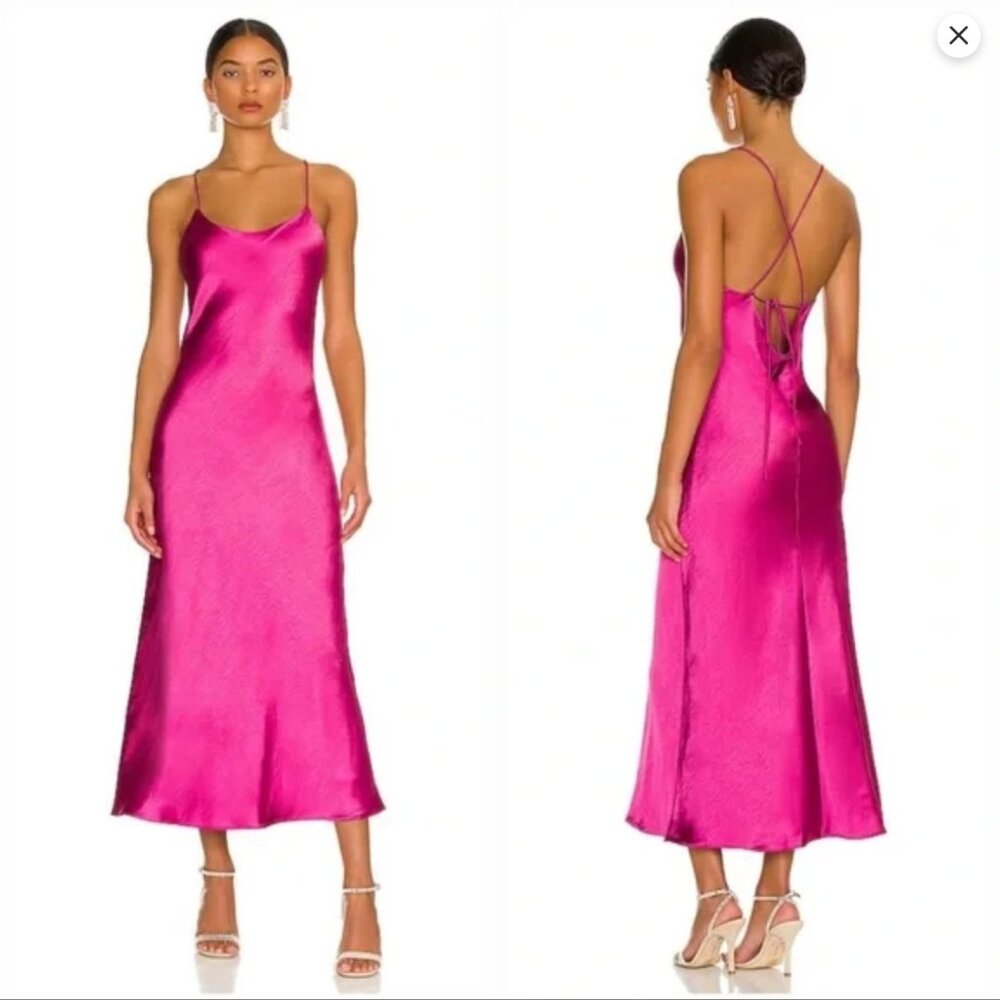 Line & Dot Makena satin dress Large Pink